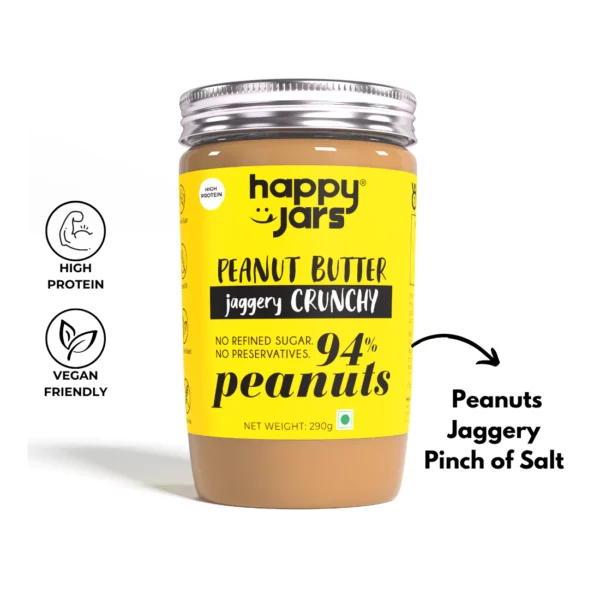 100% Natural Peanut Butter sweetened with Organic Jaggery. Made with Java Peanuts. Available at The Roots Organic, South Delhi