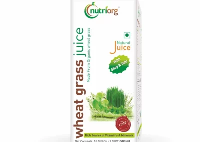 Wheat Grass Juice from Nutriorg is a wonderful combination of herbs that include Wheat Grass, Giloy & Tulsi. Available at The Roots, Natural and Organic Food Store, Delhi